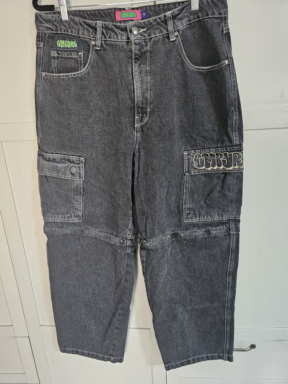 Empyre Tori Womens Zip Off Cargo Skate Jeans 16 Charcoal Black Baggy Pants Jorts
